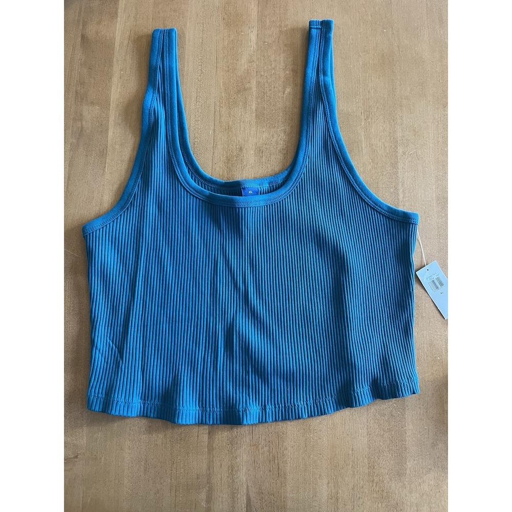 Old Navy Women's Ribbed Knit Crop Tank Tops Sz XL‎ Teal Blue NEW Summer